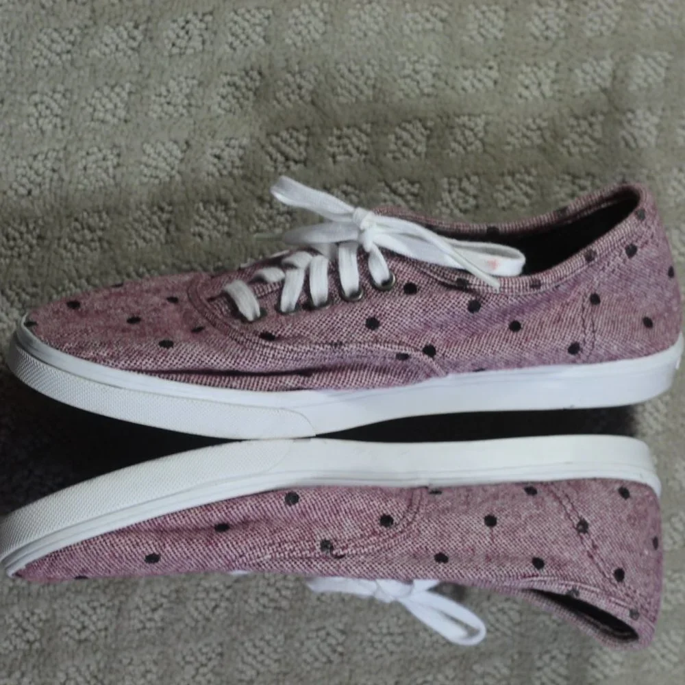 Vans Size 7 Variegated Maroon Tweed Polka Dot Lace Up Sneakers